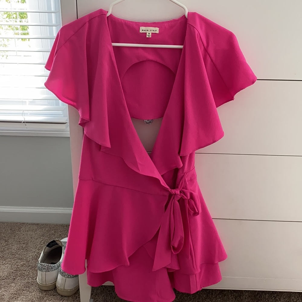 Hot Pink Ruffle Romper - Picture 2 of 4